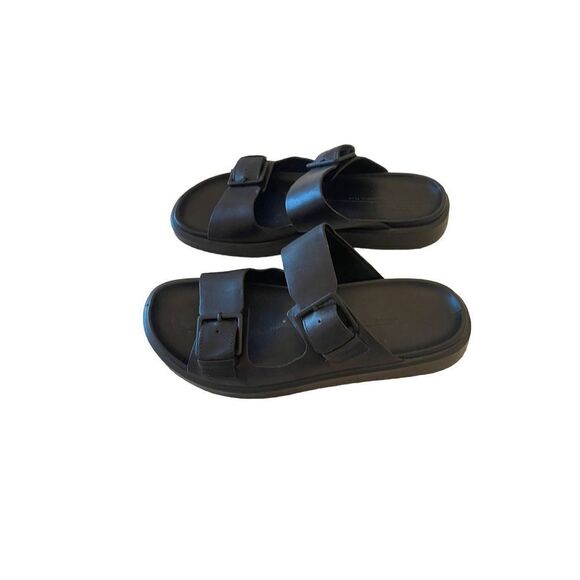 Ecco Flowt Fluxe Mens Black Classic Leather Buckle Slide Sandals Size 8.5 - Picture 10 of 16